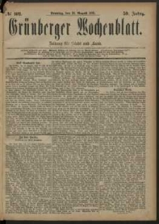 Grünberger Wochenblatt: Zeitung für Stadt und Land, No. 102. (26. August 1883)