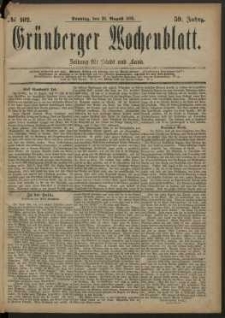 Grünberger Wochenblatt: Zeitung für Stadt und Land, No. 102. (26. August 1883)