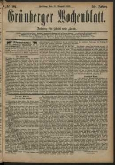 Grünberger Wochenblatt: Zeitung für Stadt und Land, No. 104. (31. August 1883)