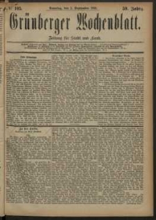 Grünberger Wochenblatt: Zeitung für Stadt und Land, No. 105. (2. September 1883)