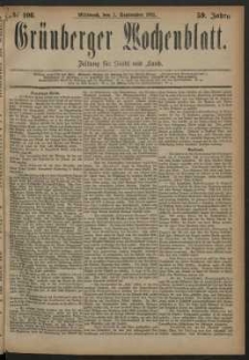 Grünberger Wochenblatt: Zeitung für Stadt und Land, No. 106. (5. September 1883)