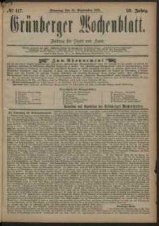 Grünberger Wochenblatt: Zeitung für Stadt und Land, No. 117. (30. September 1883)