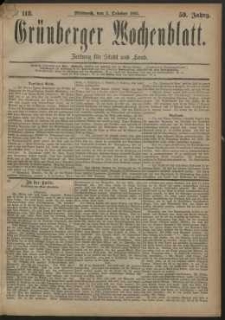 Grünberger Wochenblatt: Zeitung für Stadt und Land, No. 118. (3. October 1883)