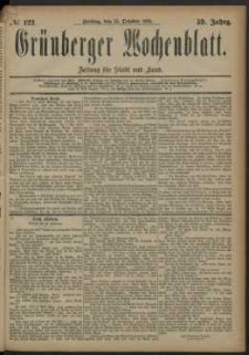 Grünberger Wochenblatt: Zeitung für Stadt und Land, No. 122. (12. October 1883)
