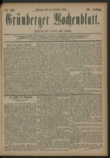 Grünberger Wochenblatt: Zeitung für Stadt und Land, No. 125. (19. October 1883)