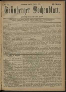 Grünberger Wochenblatt: Zeitung für Stadt und Land, No. 127. (24. October 1883)