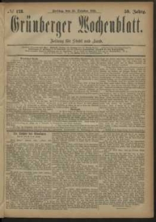Grünberger Wochenblatt: Zeitung für Stadt und Land, No. 128. (26. October 1883)
