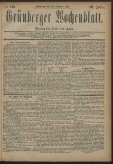 Grünberger Wochenblatt: Zeitung für Stadt und Land, No. 129. (28. October 1883)