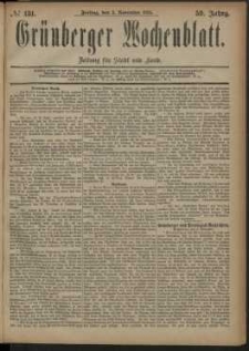 Grünberger Wochenblatt: Zeitung für Stadt und Land, No. 131. (2. November 1883)