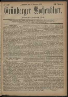 Grünberger Wochenblatt: Zeitung für Stadt und Land, No. 132. (4. November 1883)