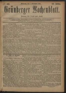 Grünberger Wochenblatt: Zeitung für Stadt und Land, No. 133. (7. November 1883)