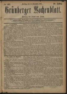 Grünberger Wochenblatt: Zeitung für Stadt und Land, No. 137. (16. November 1883)