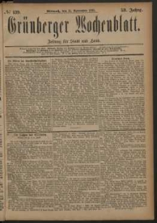 Grünberger Wochenblatt: Zeitung für Stadt und Land, No. 139. (21. November 1883)