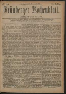 Grünberger Wochenblatt: Zeitung für Stadt und Land, No. 140. (23. November 1883)