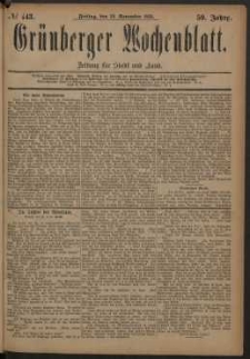 Grünberger Wochenblatt: Zeitung für Stadt und Land, No. 143. (30. November 1883)