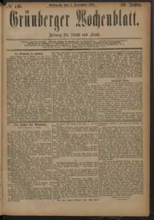 Grünberger Wochenblatt: Zeitung für Stadt und Land, No. 145. (5. December 1883)