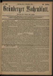 Grünberger Wochenblatt: Zeitung für Stadt und Land, No. 146. (7. December 1883)