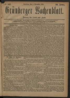 Grünberger Wochenblatt: Zeitung für Stadt und Land, No. 147. (9. December 1883)
