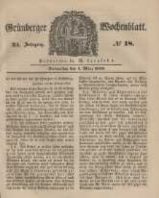 Grünberger Wochenblatt, No. 18. (1. März 1849).
