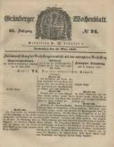 Gr&uuml;nberger Wochenblatt, No. 24. (22. M&auml;rz 1849).