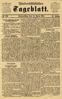 Niederschlesisches Tageblatt, no 139 (Donnerstag, den 18. Juni 1885)