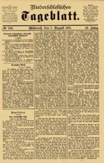 Niederschlesisches Tageblatt, no 180 (Mittwoch, den 5. August 1885)