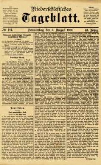 Niederschlesisches Tageblatt, no 181 (Donnerstag, den 6. August 1885)