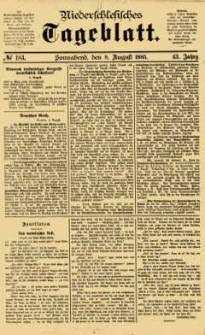 Niederschlesisches Tageblatt, no 183 (Sonnabend, den 8. August 1885)