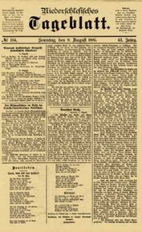 Niederschlesisches Tageblatt, no 184 (Sonntag, den 9. August 1885)