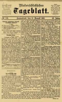 Niederschlesisches Tageblatt, no 189 (Sonnabend, den 15. August 1885)