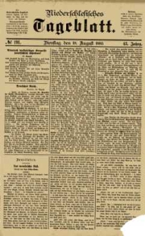 Niederschlesisches Tageblatt, no 191 (Dienstag, den 18. August 1885)