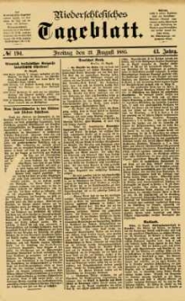 Niederschlesisches Tageblatt, no 194 (Freitag, den 21. August 1885)