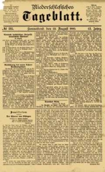 Niederschlesisches Tageblatt, no 195 (Sonnabend, den 22. August 1885)
