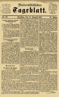 Niederschlesisches Tageblatt, no 197 (Dienstag, den 25. August 1885)