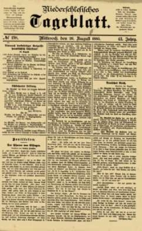 Niederschlesisches Tageblatt, no 198 (Mittwoch, den 26. August 1885)