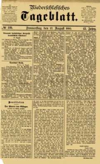 Niederschlesisches Tageblatt, no 199 (Donnerstag, den 27. August 1885)