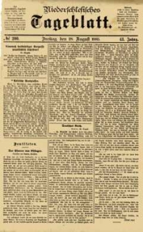 Niederschlesisches Tageblatt, no 200 (Freitag, den 28. August 1885)