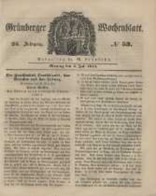 Gr&uuml;nberger Wochenblatt, No. 53. (2. Juli 1849).