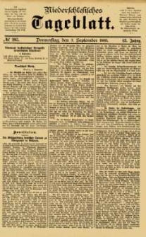 Niederschlesisches Tageblatt, no 205 (Donnerstag, den 3. September 1885)