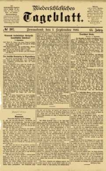 Niederschlesisches Tageblatt, no 207 (Sonnabend, den 5. September 1885)