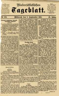 Niederschlesisches Tageblatt, no 210 (Mittwoch, den 9. September 1885)