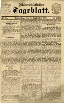 Niederschlesisches Tageblatt, no 211 (Donnerstag, den 10. September 1885)