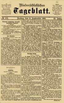 Niederschlesisches Tageblatt, no 212 (Freitag, den 11. September 1885)
