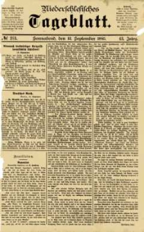 Niederschlesisches Tageblatt, no 213 (Sonnabend, den 12. September 1885)