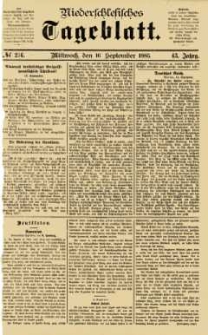 Niederschlesisches Tageblatt, no 216 (Mittwoch, den 16. September 1885)