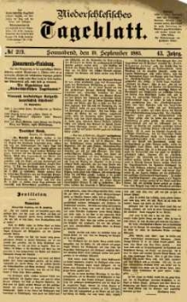 Niederschlesisches Tageblatt, no 219 (Sonnabend, den 19. September 1885)