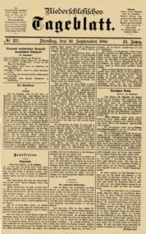 Niederschlesisches Tageblatt, no 221 (Dienstag, den 22. September 1885)
