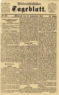 Niederschlesisches Tageblatt, no 222 (Mittwoch, den 23. September 1885)