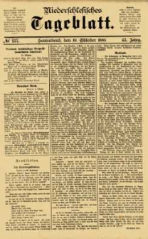 Niederschlesisches Tageblatt, no 237 (Sonnabend, den 10. Oktober 1885)