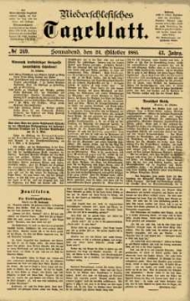 Niederschlesisches Tageblatt, no 249 (Sonnabend, den 24. Oktober 1885)